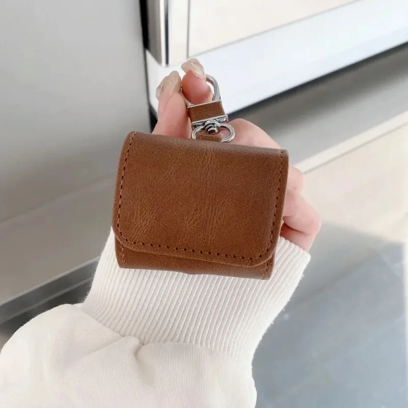 

For AirPods 4 Pro2 3 2/1 Pro3 2025 PU Cowhide Leather Soft Wireless Protective Case Headphones Cover Full-wrap Shockproof Sleeve