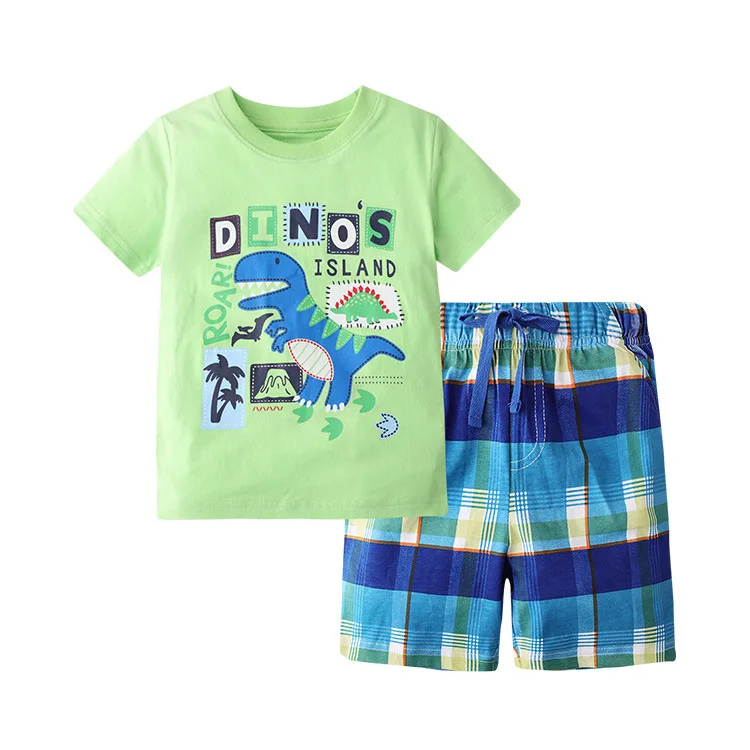 

Boys Clothes 2025 New Fashionable Dinosaur Kids Clothes Print Two-piece Summer Outfit