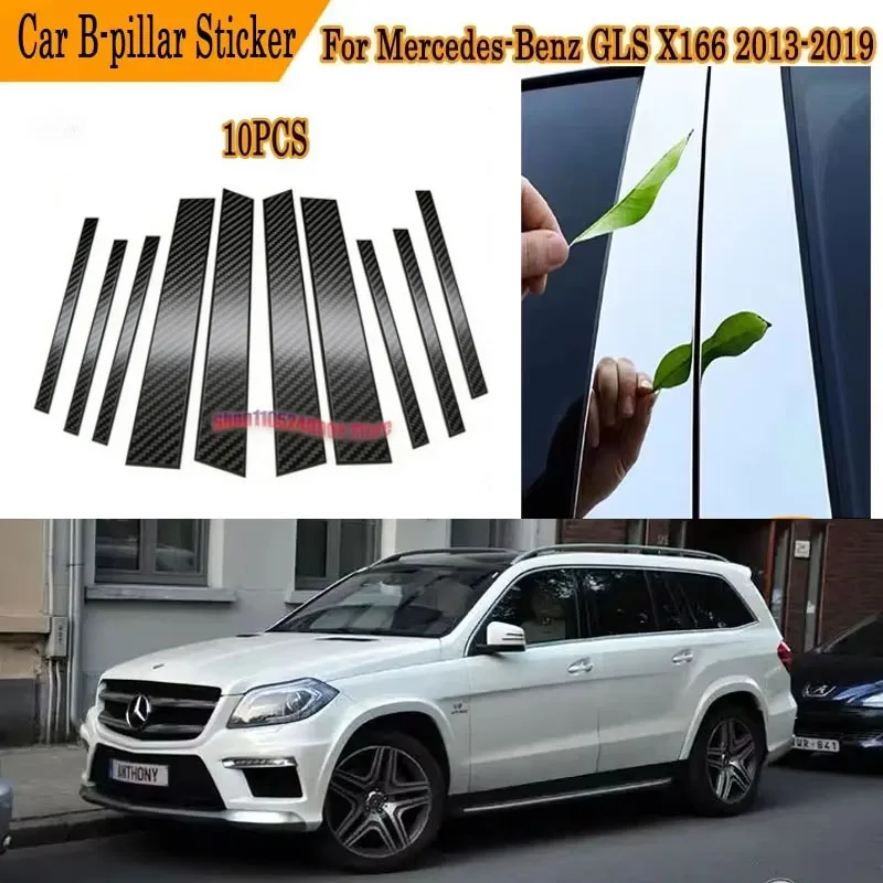 Exterior Styling For Mercedes-Benz GLS X166 2013-2019 10PCS Glossy Black B & C Pillar Cover Trim OE Style Protection