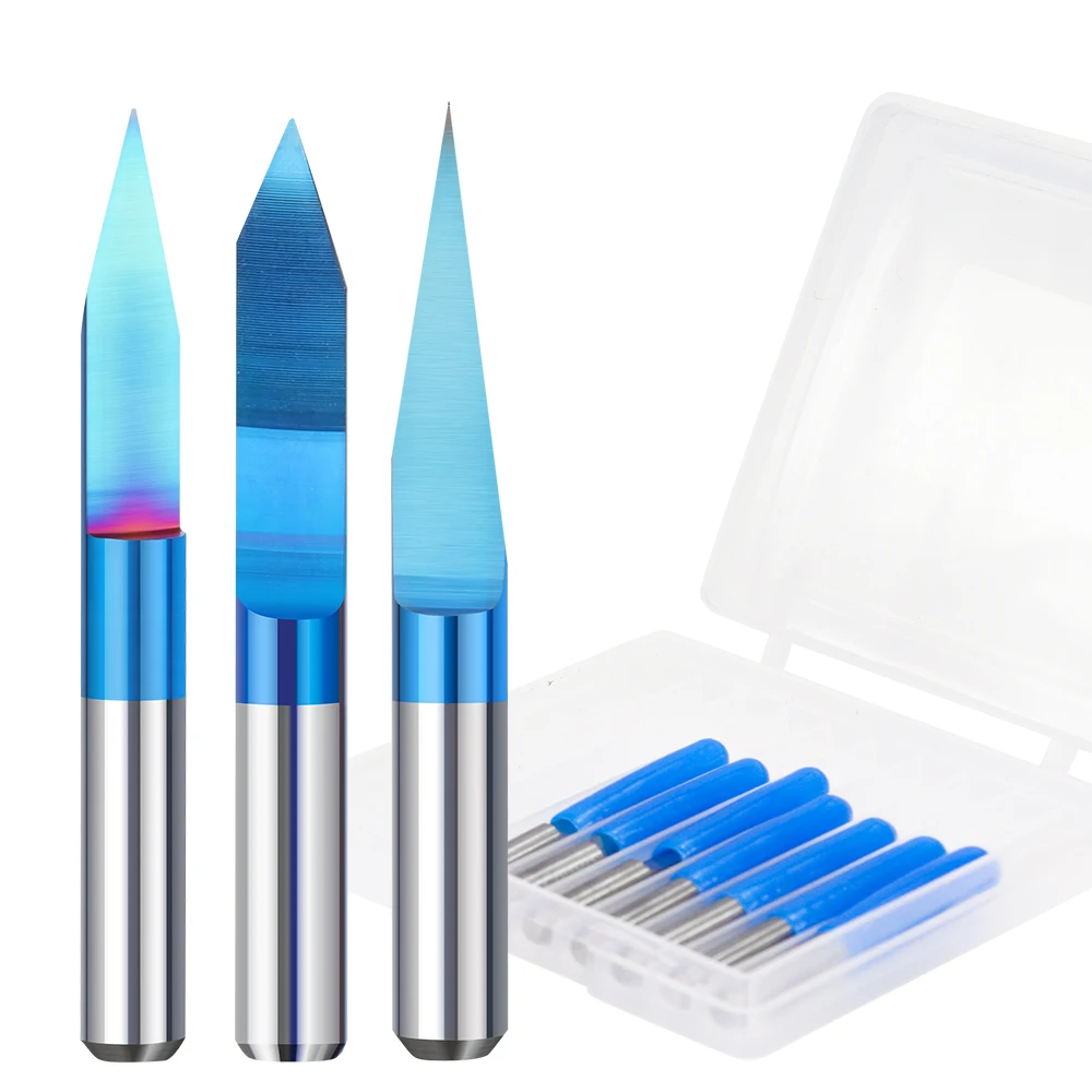 XCAN PCB Engraving Bit 10-90D V Shape Tip End Mill Tungsten Carbide PCB 3D Milling Cutter Nano Blue Coated CNC Router Bit