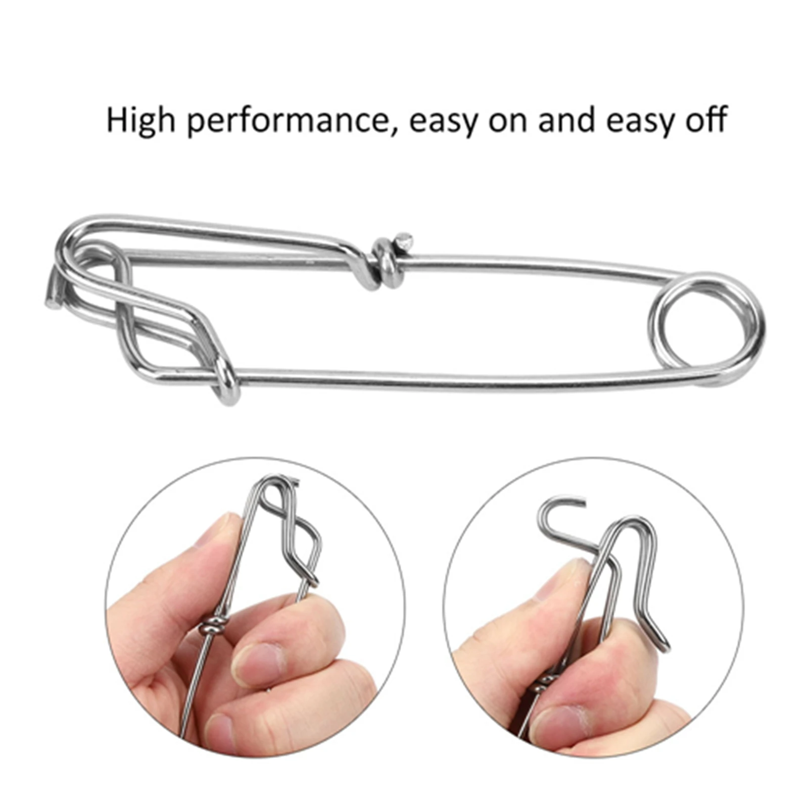 10 Stück Edelstahl-Longline-Snap-Clip, 2,6 x 100 mm, robuster Thunfisch-Clip für schwimmende Schnur zum Salzwasser-/Süßwasserangeln – Detail 1