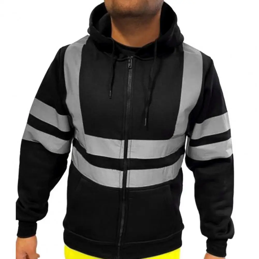 Sudadera con puños elásticos Sudadera con capucha de seguridad reflectante de alta visibilidad para trabajadores de cambio nocturno Reflectante de 360 grados para correr