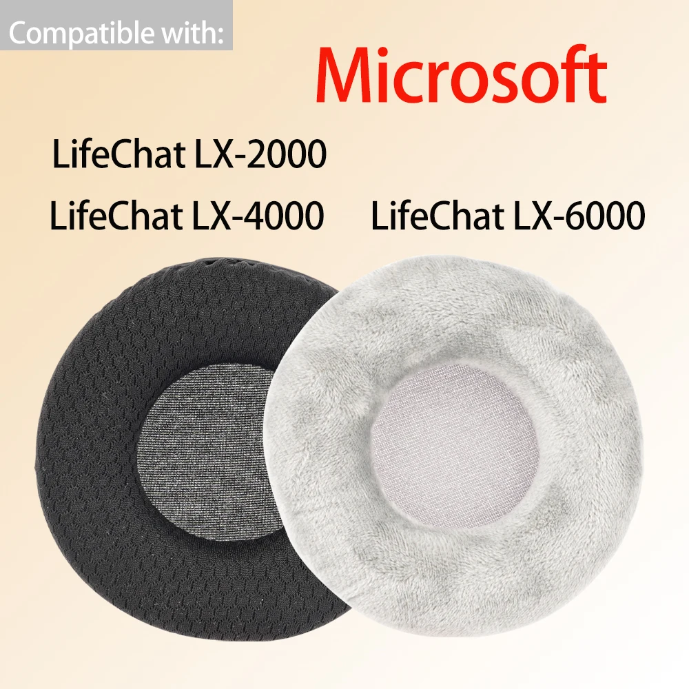 Ear Pad Cushions for Microsoft LifeChat LX2000 LX4000 LX6000 Headphones Black Mesh Earpads Replacement Warm Gray Velour Fabric