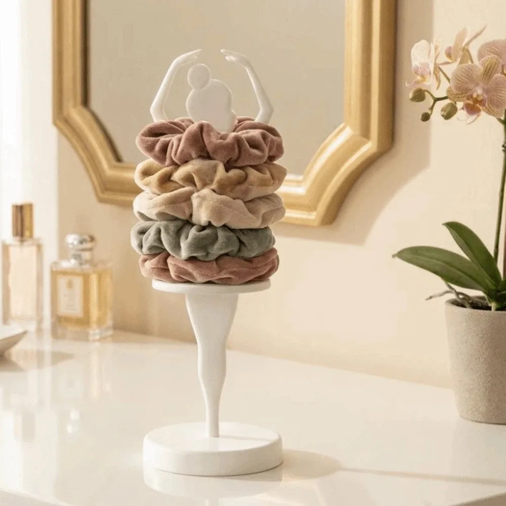 3D Printed Ballet Dancer Scrunchie Holder Decorative Plastic Ballerina Scrunchie Holder Space Saving Jewelry Display Rack