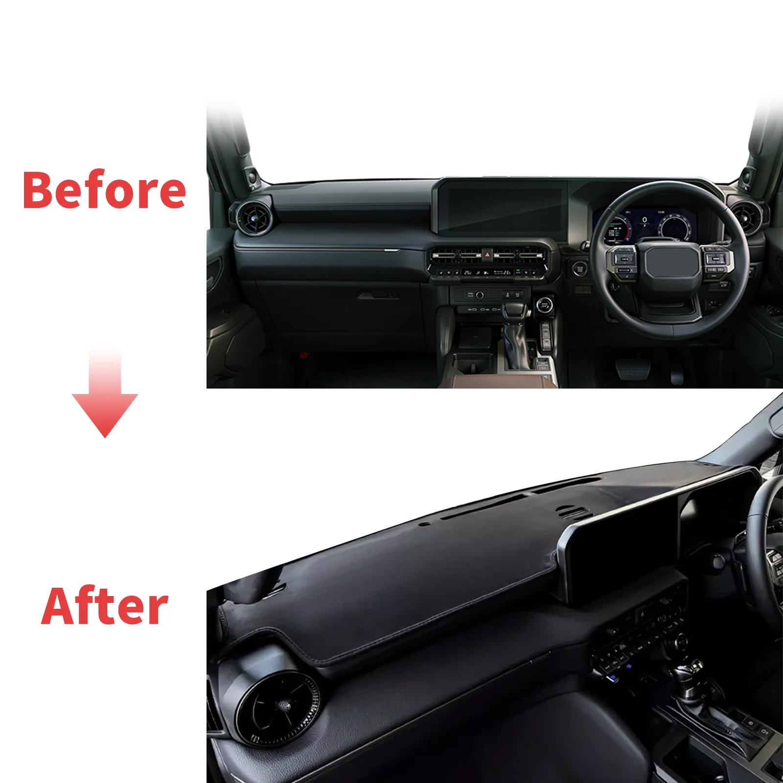 

Для Toyota Land Cruiser Prado LC250 2026-2024: Кожаный защитный коврик-накладка на приборную панель (защита от солнца)