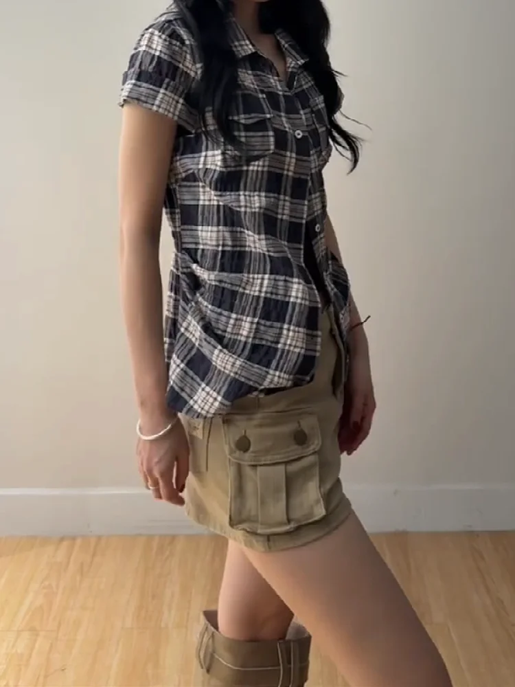 Sweet Cool Spicy American Style Khaki Workwear Denim Shorts Women Summer Design Loose Slim Wide Leg Hot Trendy Shorts