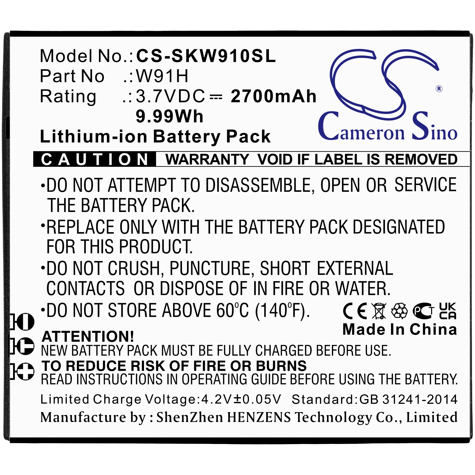 

Li-ion Hotspot Battery for Skyroam,3.7v,2700mAh,W19 W19H W20,W91H