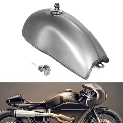 Unpainted 10L 2.6 Gal Motorcycle Gas Tank Universal Fuel Tank with Thick Iron Cap Petcock for Yamaha Honda Kawasaki Cafe Racer