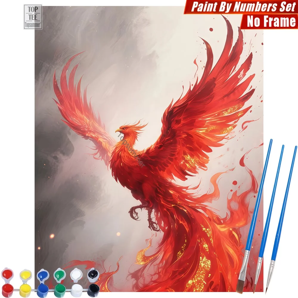 

flaming phoenix DIY Digital Oil Paints Set - phoenix mythical fire Living Room Wall Art Day Of The Dead Gift For Mom