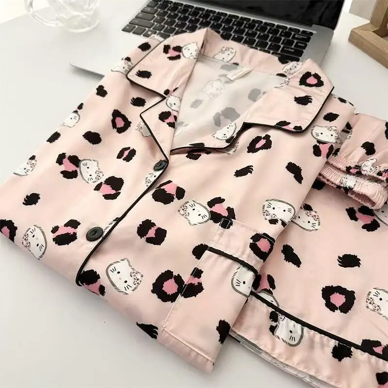 만화 헬로 키티 파자마 세트 여성용 실내복 야외용 Y2K 애니메이션 달콤한 가정복 학생용 귀여운 홈웨어 소녀 선물