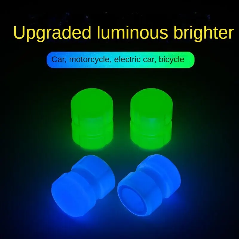 Luminous Valve Cap Fluorescent Blue Light Car Motorcycle Bicycle Wheel Modeling Universal Dustproof Nozzles Cover Accessories