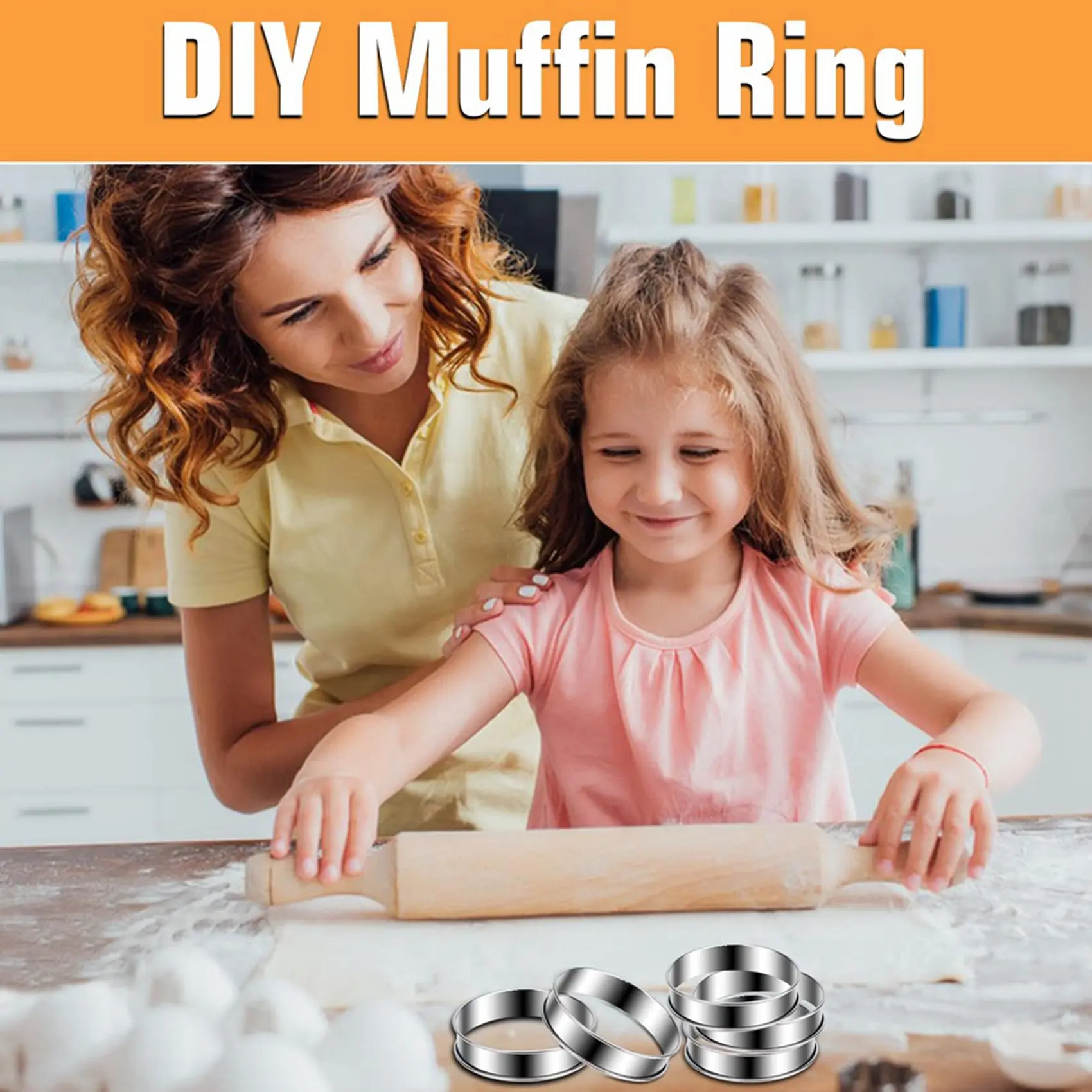 20PCS Premium English Muffin Rings Set-4 Inch Double Rolled Stainless Steel Mold For Baking Tart & Crumpets-A68E