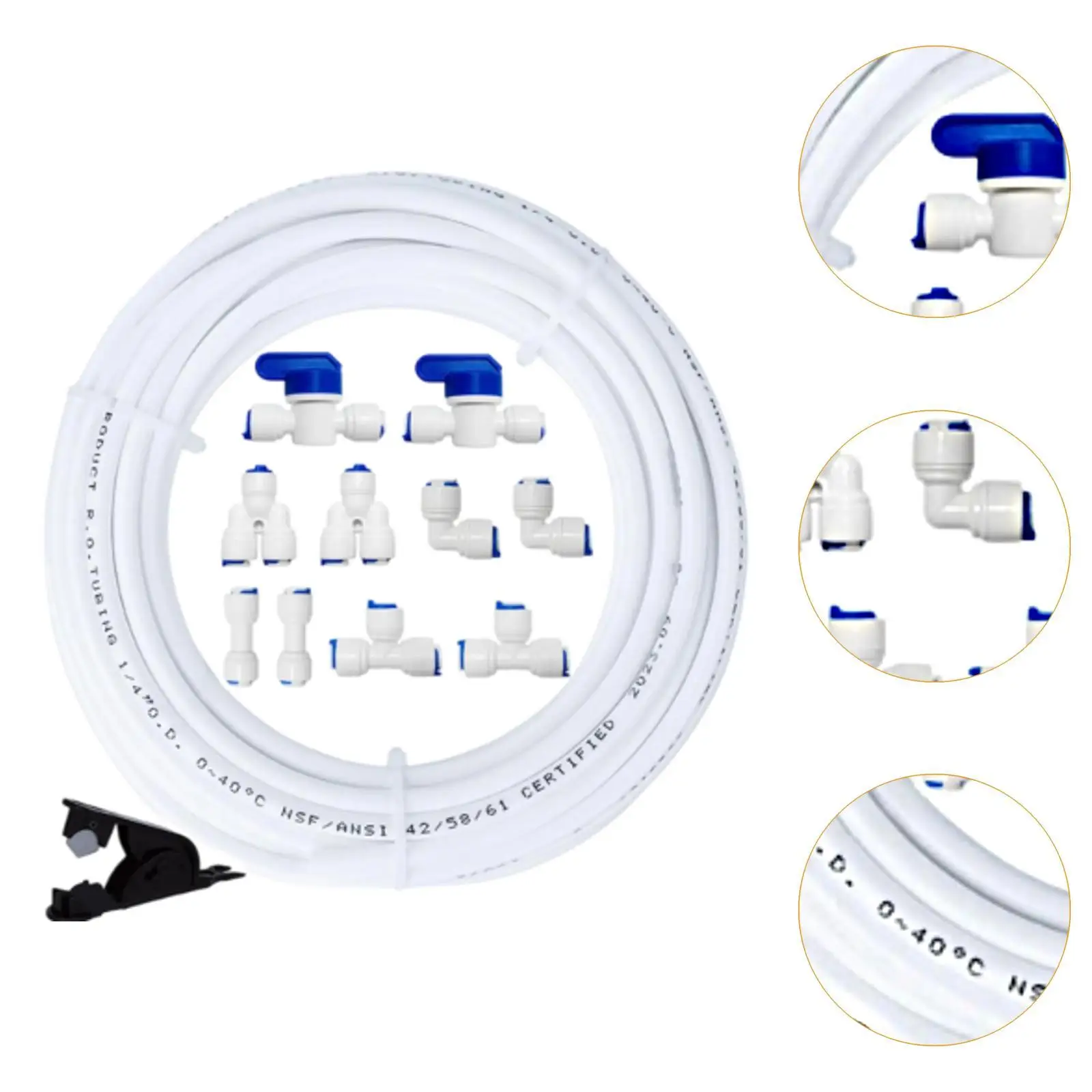 مجموعة خط مياه الثلاجة، موزع مياه PE، متعدد الأغراض، سهل التركيب، آلة صنع الثلج، تركيبات توصيل سريعة مع مخرج 1/4