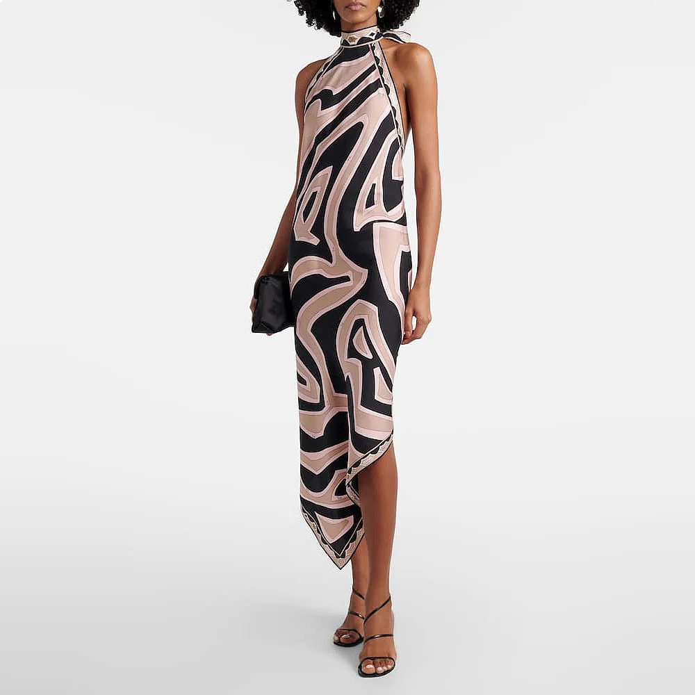 Sexy Zebra Print Backless Sleeveless Dress Bodycon Midi Dresses Spring Summer