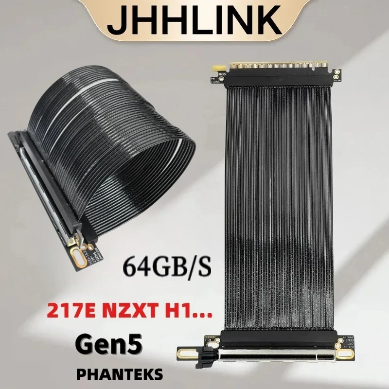 

Переходной кабель PCI-E 5.0 X16 NZXT H1 270 ° Обратный прямоугольный Gen5 для корпуса видеокарты PHANTEKS 217e, вертикальное расширение графического процессора