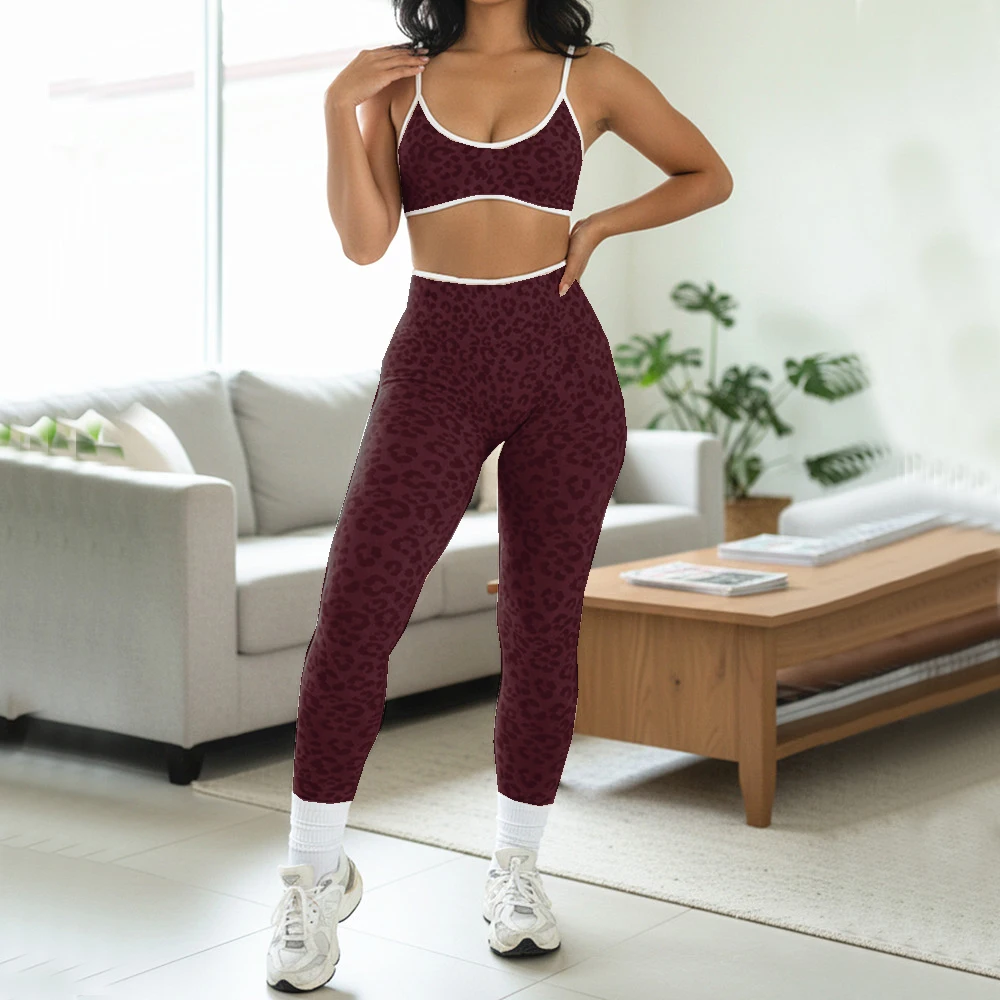 Seamless Leopard Yoga Set Women Sports Bra High Waist Shorts Scrunch Gym Fitness Workout Run Legging Activewear XP269 - Image 5