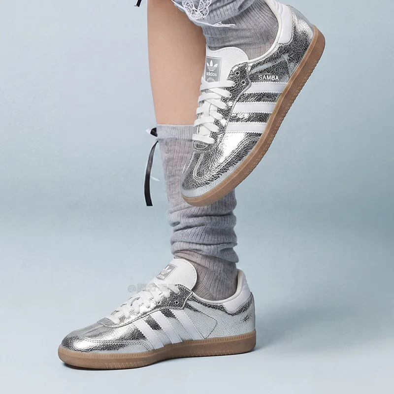 2026 Sport Adidas Originals Women Low Top Skate Shoes JR0035 Silver White Casual Sneakers
