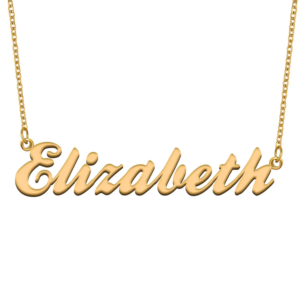 

Elizabeth Name Necklace for Women Stainless Steel Jewelry Gold Plated Nameplate Pendant Femme Mothers Girlfriend Gift