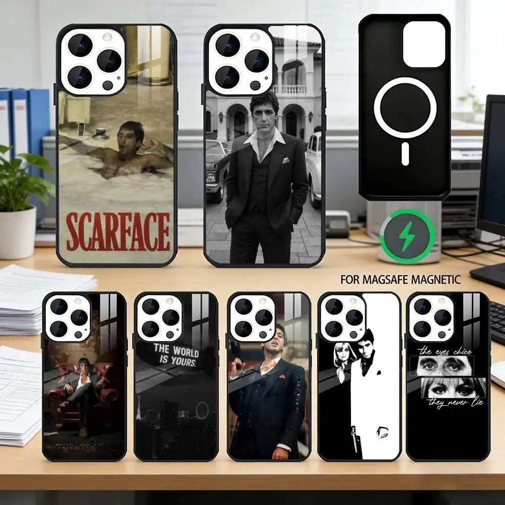 S-scarfaces T-tony M-montana Phone Case For iPhone17,16,15,14,13,12,11 Plus,Pro Magnetic For Magsafe Wireless Charging