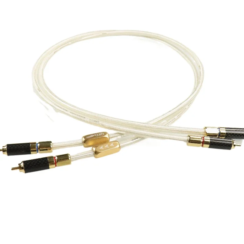 QED E.DORIS D Series D19 5N OFC Silver Plated , RCA Interconnect Audio Cable with Carbon Fiber Gold-Plated  Plug