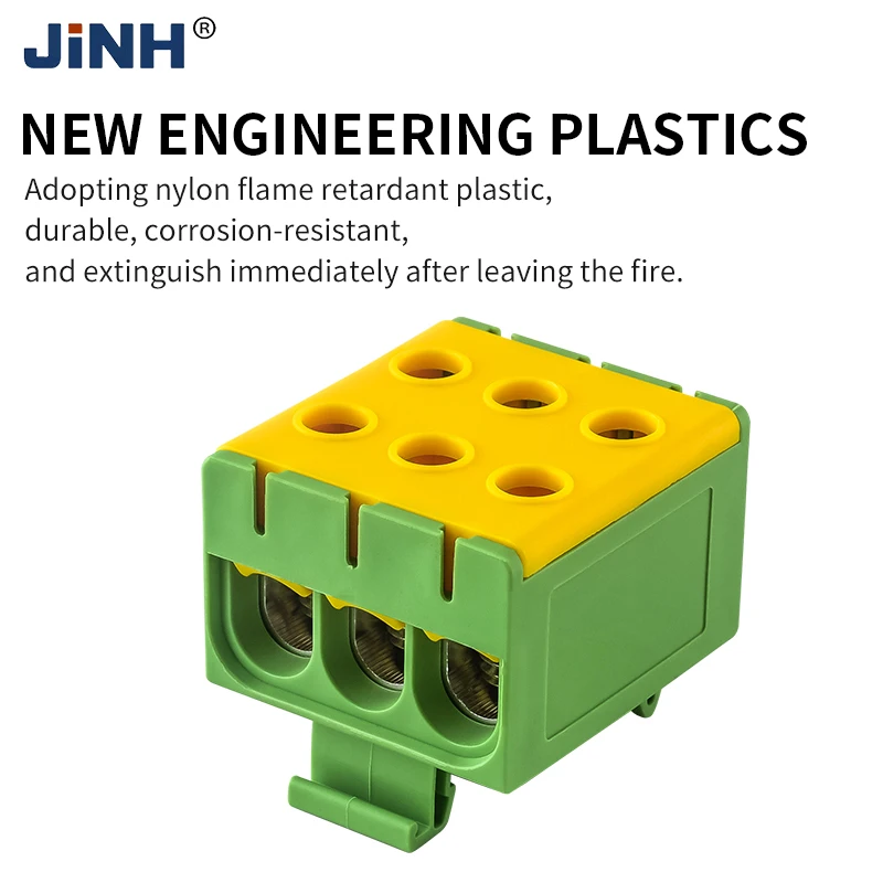 JINH JHT5-35/50 Din Rail 3-In 3-Out Power Distribution Terminal Block Universal Screw Clamp High Current Junction