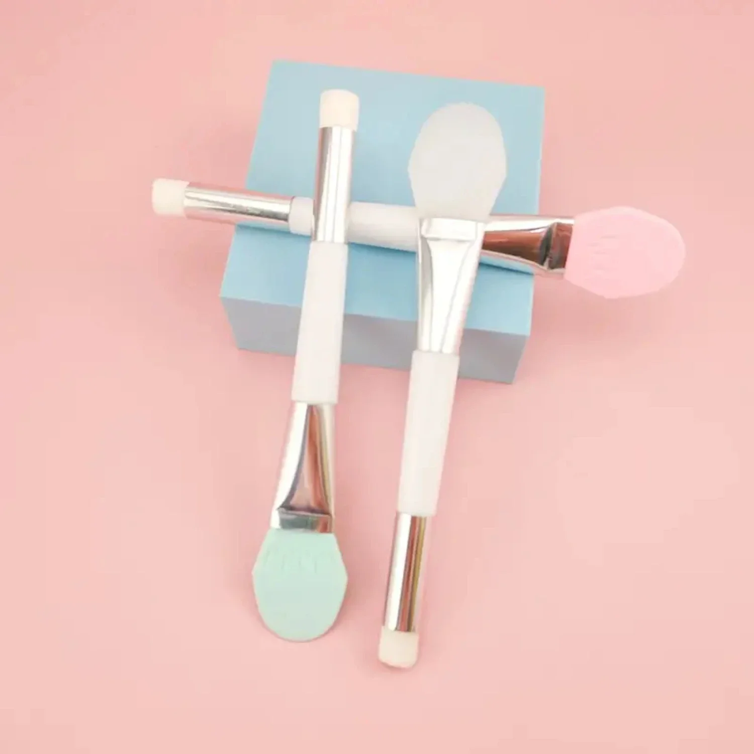 Brosse pour masque facial en Gel de silice souple à Double tête pour masques de boue homogènes-outil de nettoyage doux pour masques de sommeil et Tu Mo Shi