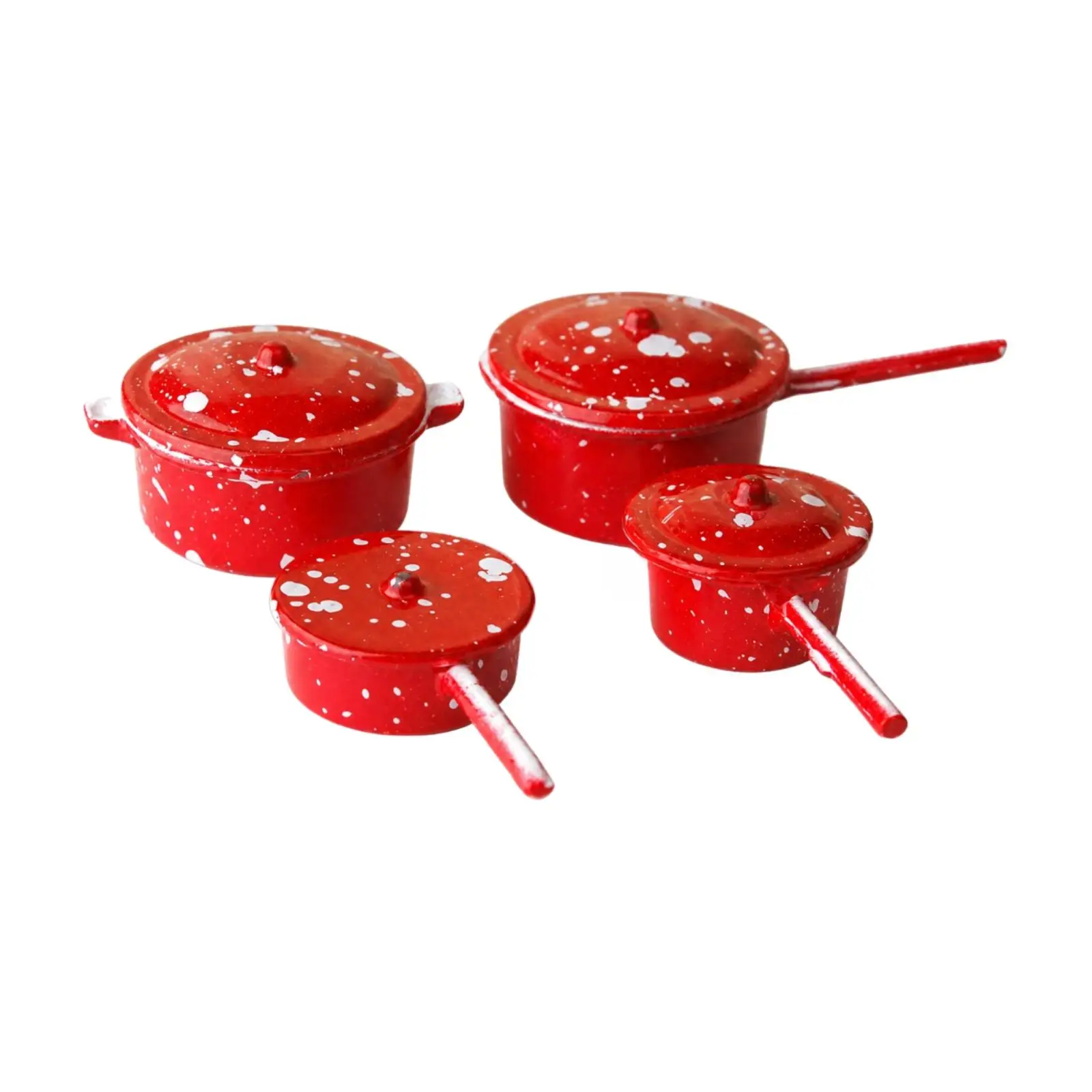 4 Pieces Miniature Cookware Metal 1:12 Scale Miniature Cookware Set 1/12 Scale Dollhouse Kitchen Cooking Set Realistic