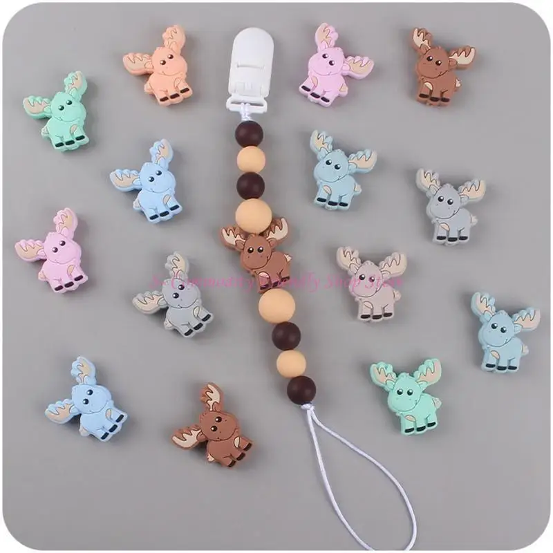 85AE Infant Silicone Bead Safety Teething Pacifier Teeth Bracelet Necklace Accessory