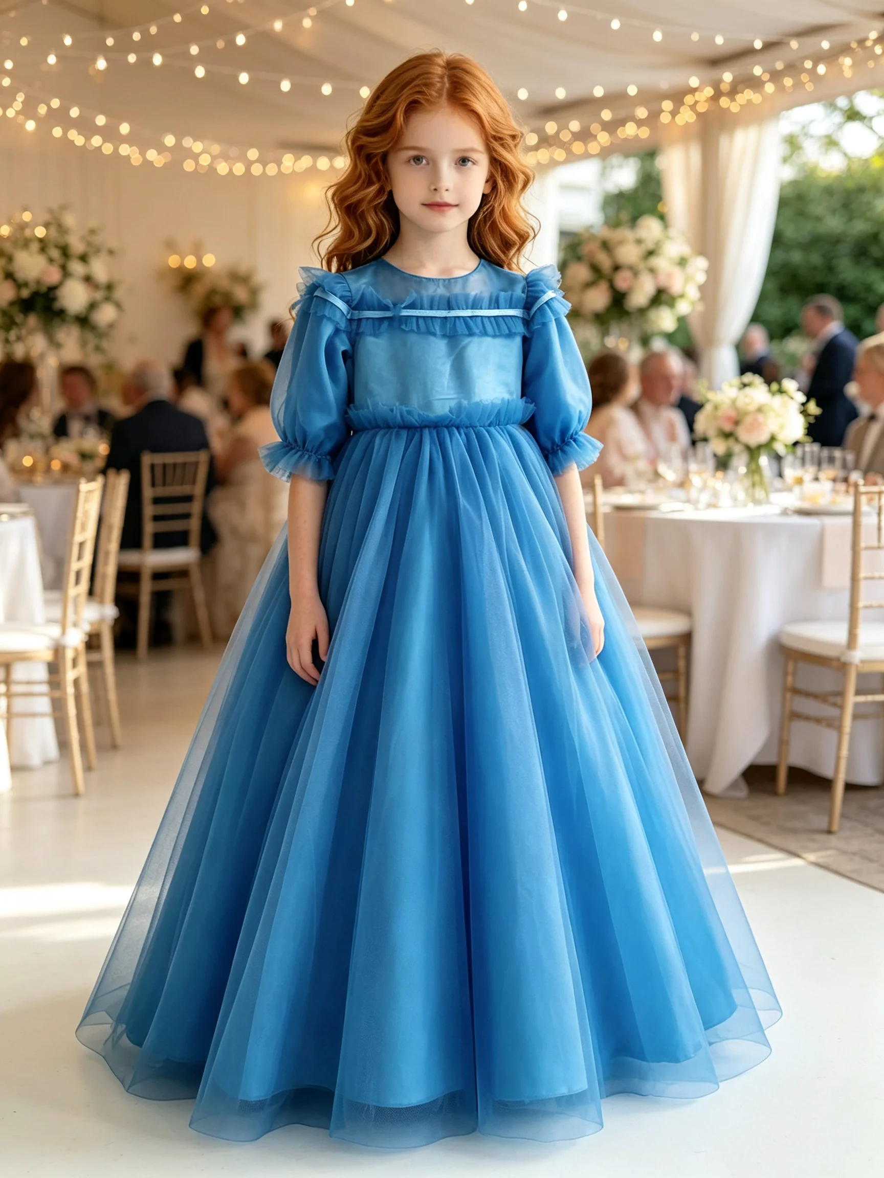 Customizable Luxury 15 Years Quinceanera Dress 2026 Fluffy Pleated Half Sleeves Floor Length Wedding Children's Party Dress