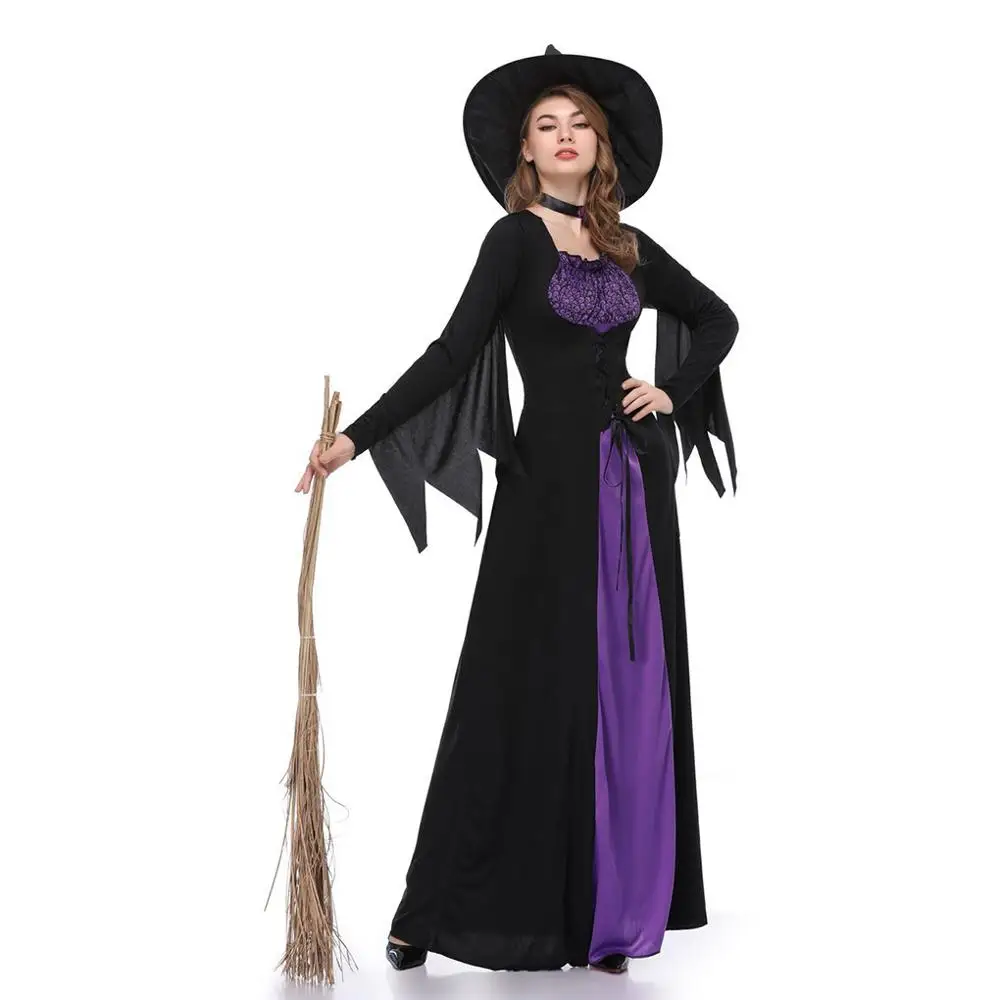 Disfraz de bruja de demonio para mujer adulta, vestido de vampiro, disfraz de Halloween