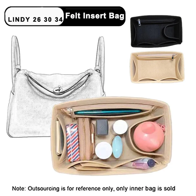 For Lindy 26 30 34 Felt Insert Organizer Bag For Makeup Women's Handbag Travel Inner Portable Cosmetic Storage Bag