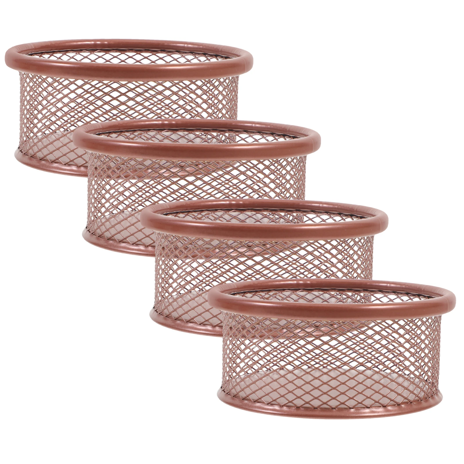 

4pcs Metal Paperclip Holders Rose Gold Desk Organizers Office Supplies Container Storage Boxes for Clips Bands Binders