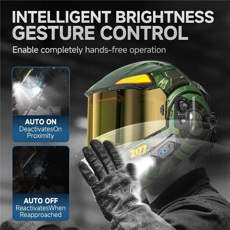ABMH-Auto Darkening Welding Helmet With Light 4 Arc Sensors Solar Power Welder Mask Type-C Fast Charging