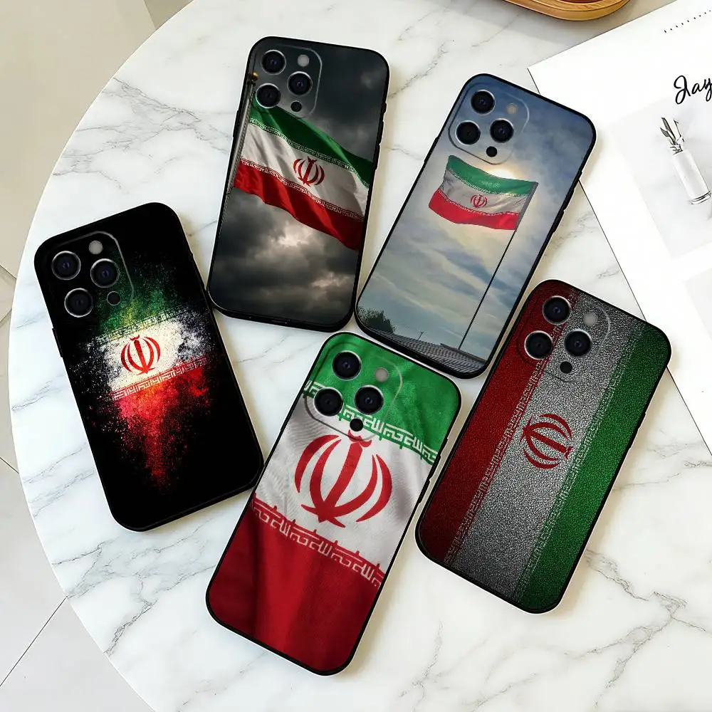 

I-Iran Flag Phone Case For iPhone 17, 16,15,14,13,12,11 Plus,Pro Max, Others Soft Black Cover
