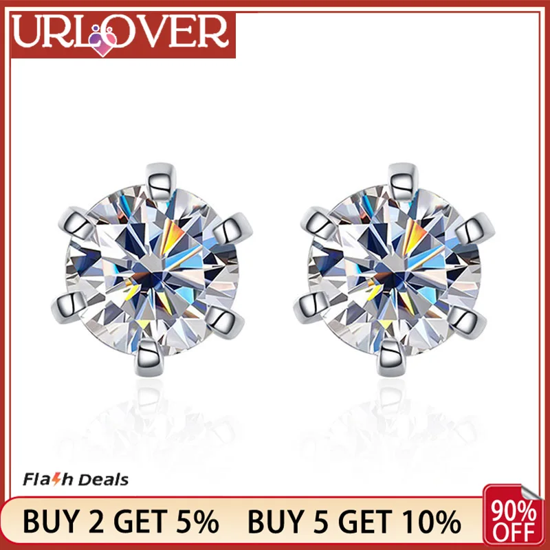 URLOVER 0.5ct D VVS1 Moissanite Earrings for Women Wedding Fine Jewelry s925 Sterling Sliver Stud Earring with GRA Certificate