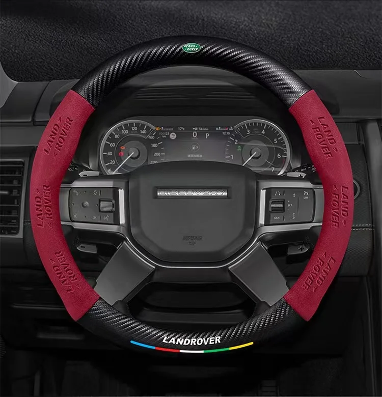 For Land Rover Range Rover SportDiscovery Evoque Velar Freelander Defender Car Anti-slip Suede Carbon Fiber Steering Wheel Cover