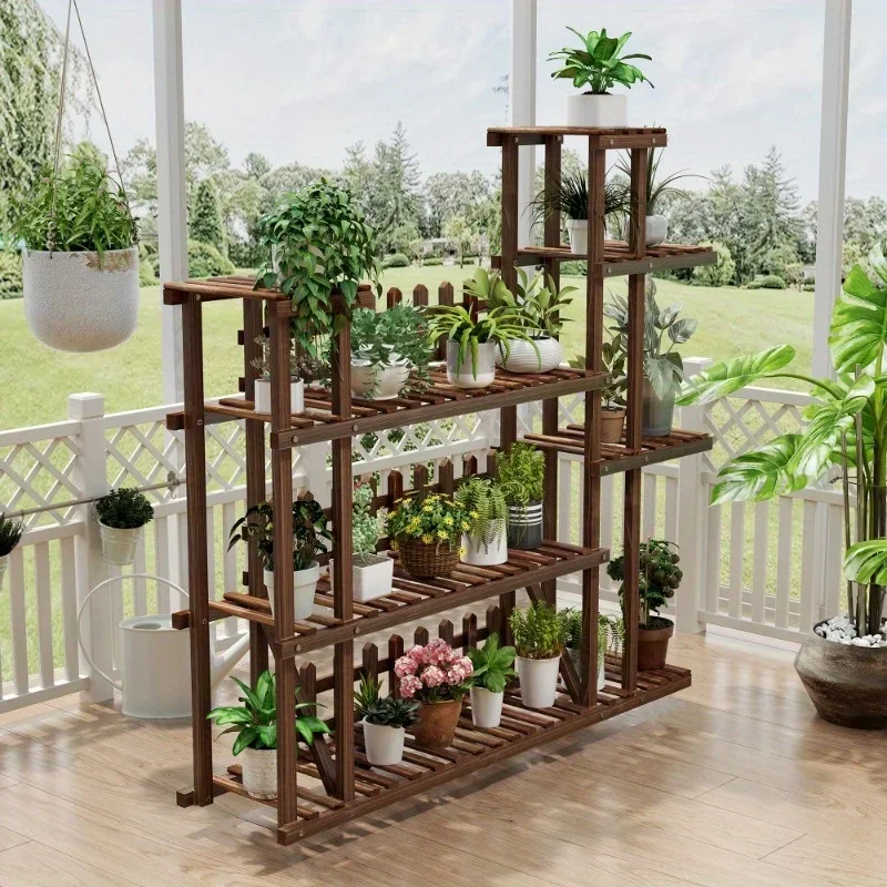 Plant Rack, Living Room Rack, Wooden Outdoor Plant Rack, Indoor Potted Plants, for Balcony, Garden, Courtyard  Flower Stand