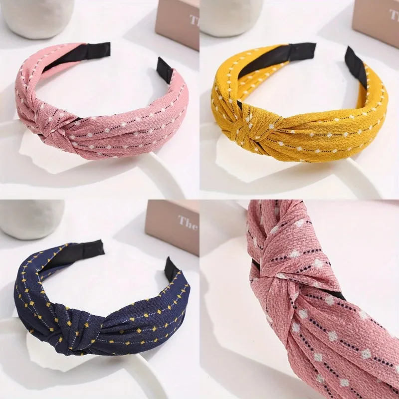 

Geometric Dot Headband with Cross Knot Wide Brim Non-Slip Design Multifunctional Hair Hoop for Skincare & Daily Cute Style