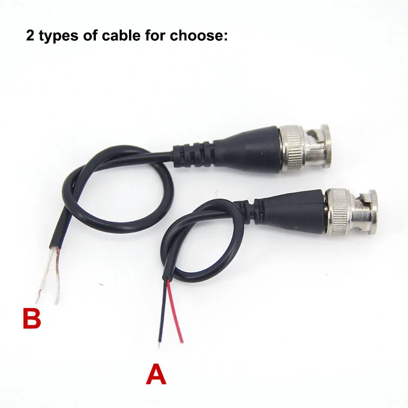 2 types BNC Male Connector Q9 Power Pigtail Cable BNC Connectors Wire coaxial signal video wire