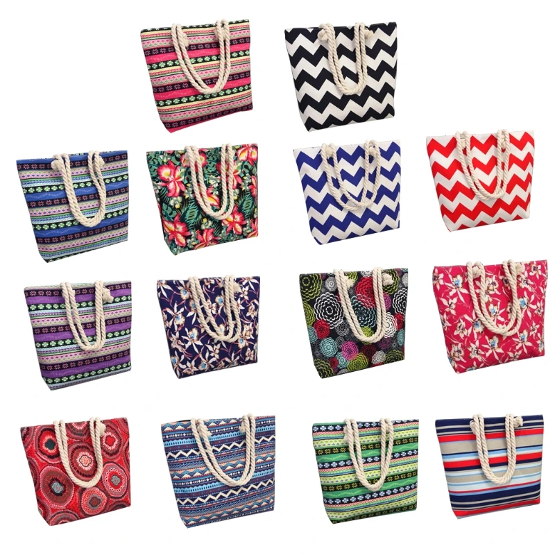 

Large Capacity Print Canvas Shoulder Bag Zipper Casual Tote Shopping Handbag