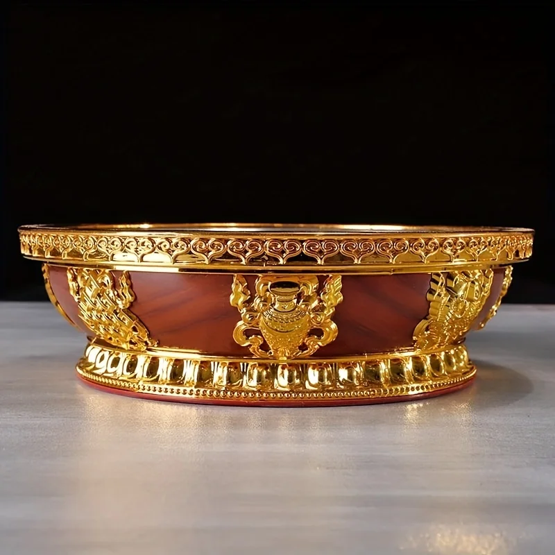 

Buddhism Stainless Steel Resin Fruit Dish Auspicious Sculpture Fruit Plate 24 CM Buddhist Altars Food Tray Desktop Indoor Home D