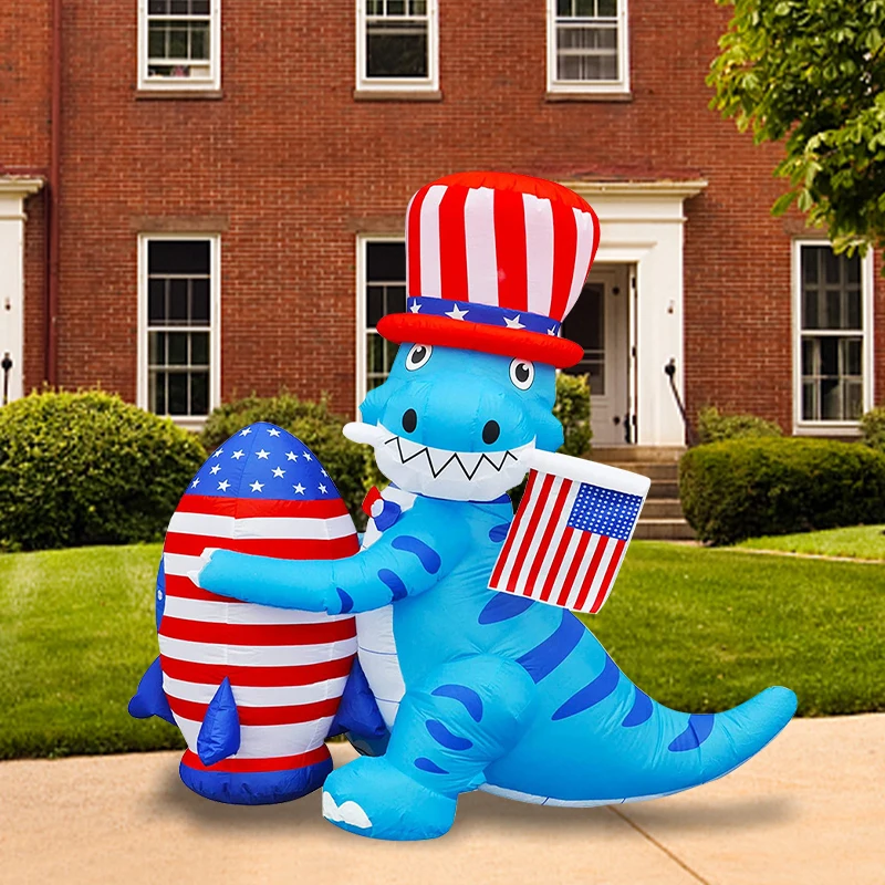 Lovely Dinosaur Model Rocket Gas Independence Day Campaign Inflatable Model Exhibition Venue Decoration For Yard Garden Lawn