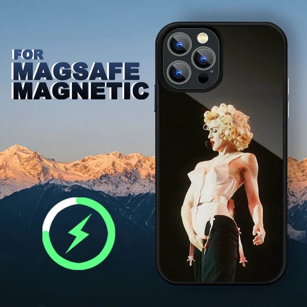 Singer Madonna Ciccone Phone Case iPhone 15 14 11 12 13 Pro Max Plus Magnetic Wireless Charge Cases Cover