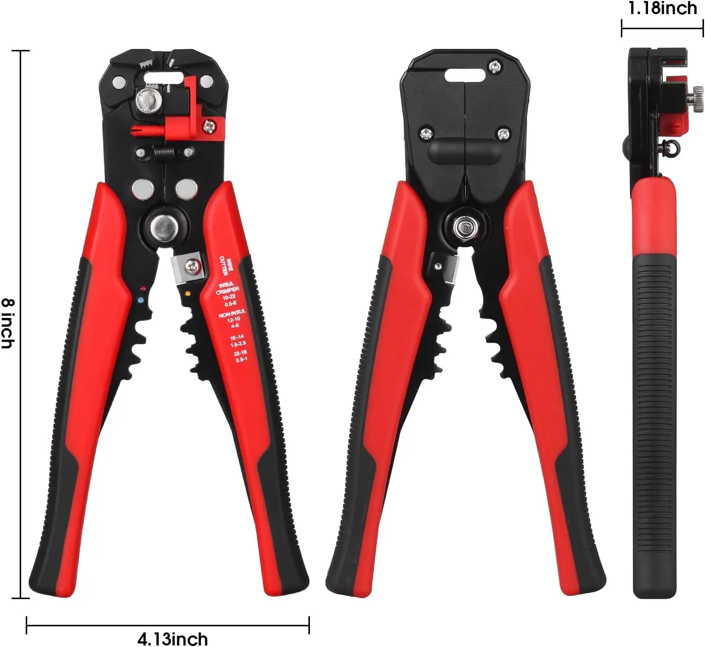 24-10 AWG Self Adjusting Wire Stripper/Wire Crimper/Wire Cutter - 3 in 1 Automatic Universal Wire Multifunctional Stripping Tool