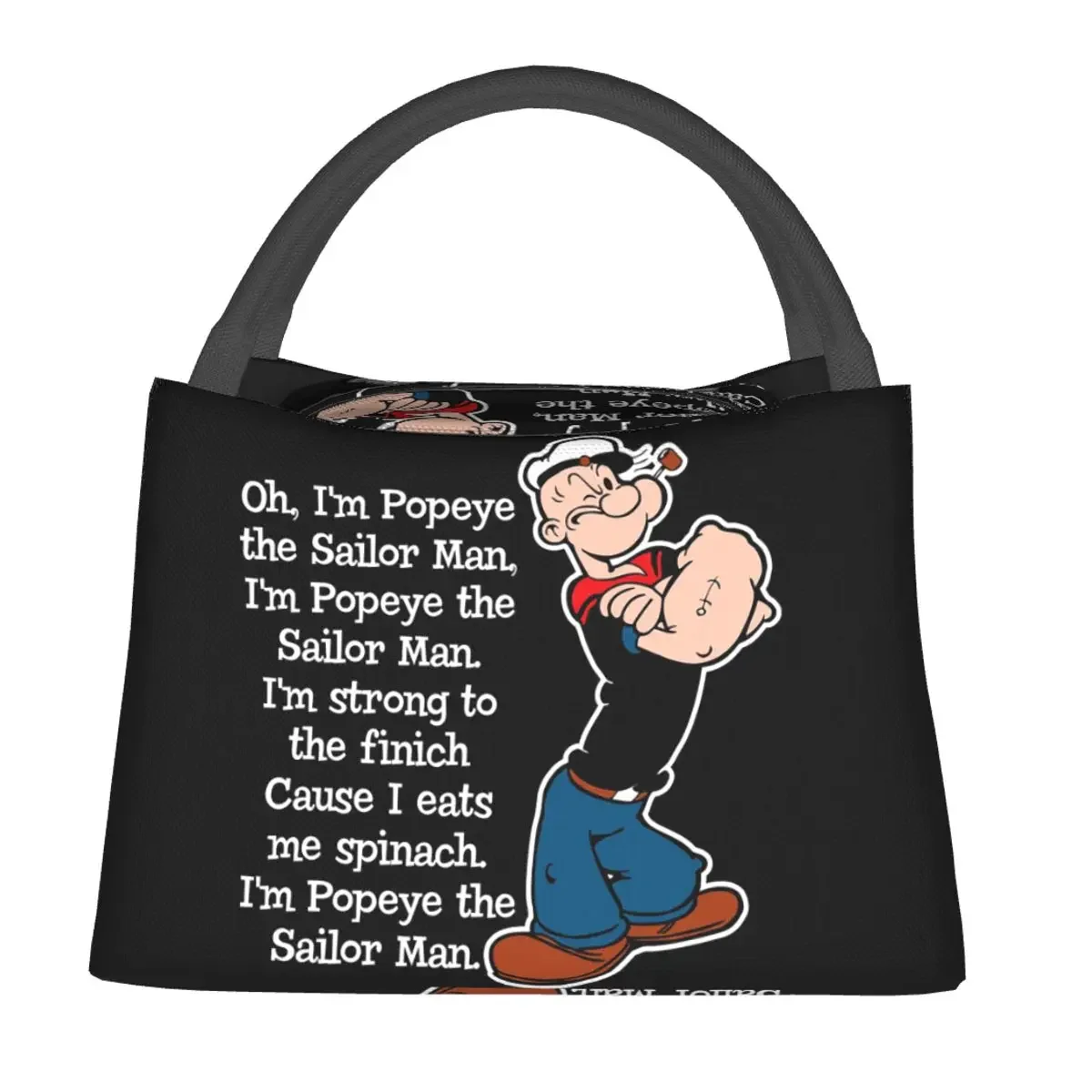 Popeye The Sailor Man Song Lunch Bags Insulated Bento Box Portable Lunch Tote Picnic Bags Cooler Thermal Bag for Woman Student