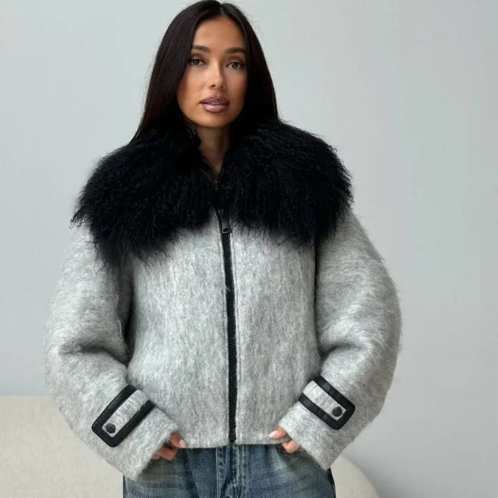 Chaqueta de plumón para mujer, chaqueta de piel mongol auténtica con piel Natural, abrigos de plumas para mujer, chaquetas acolchadas ligeras de invierno