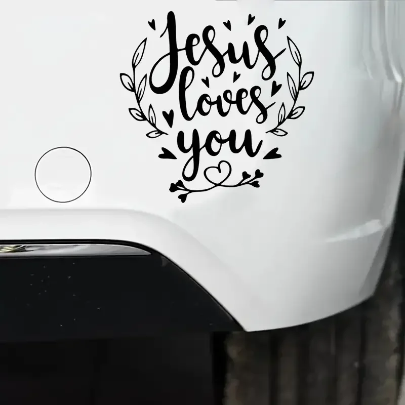 Jesus Loves You Heart Car Stickers For Laptop Water Bottle Motorcycle Vehicle Paint Window Wall Cup Toolbox Guitar Scooter Decal