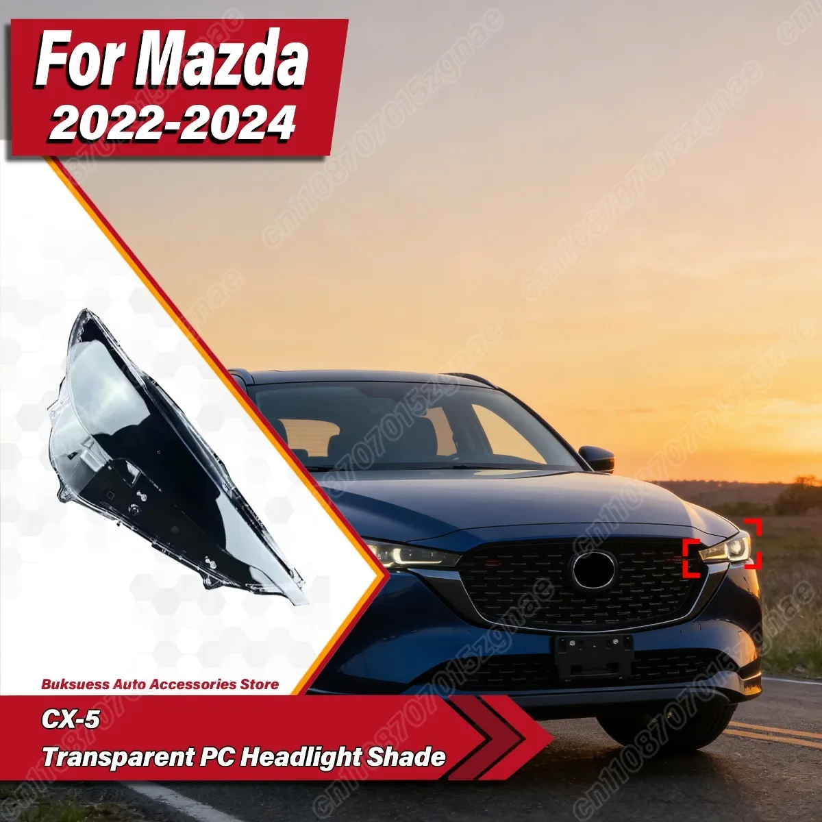 

For Mazda CX-5 2022 2023 2024 Front Headlight Cover Transparent PC Material Lens Auto Headlight Shell Replacement Accessories