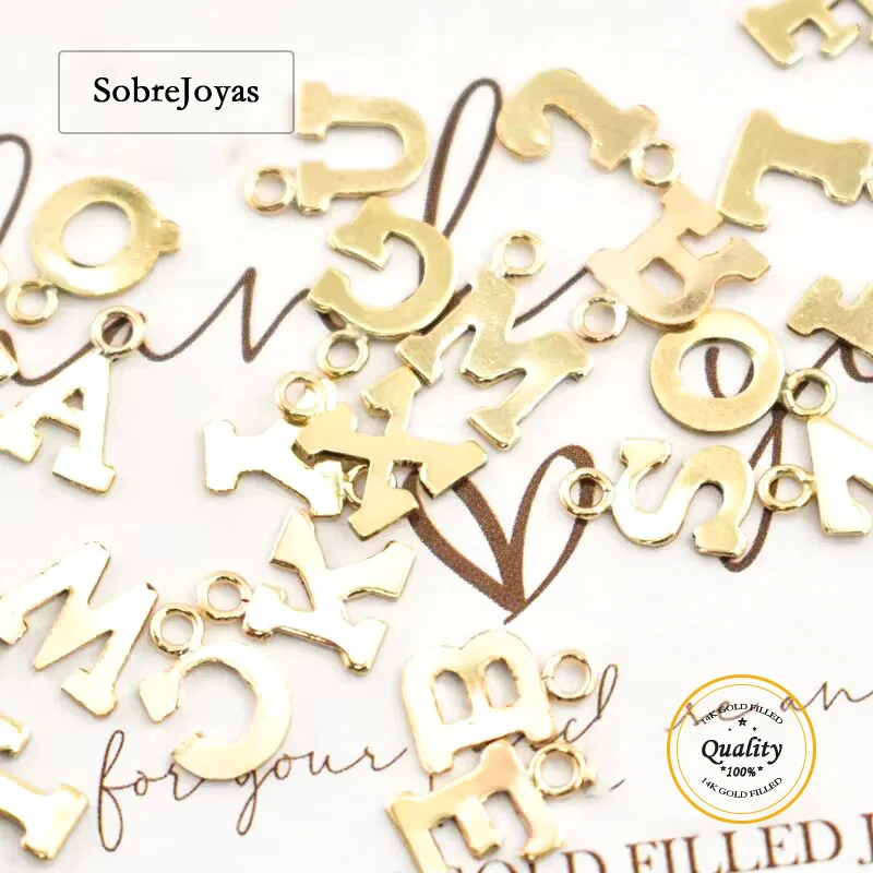 

Очарование с буквой «A to Z» из 14-каратного золота, подвеска с буквами, золотая подвеска для ожерелья, сережек, ювелирные изделия «сделай сам», аксессуары