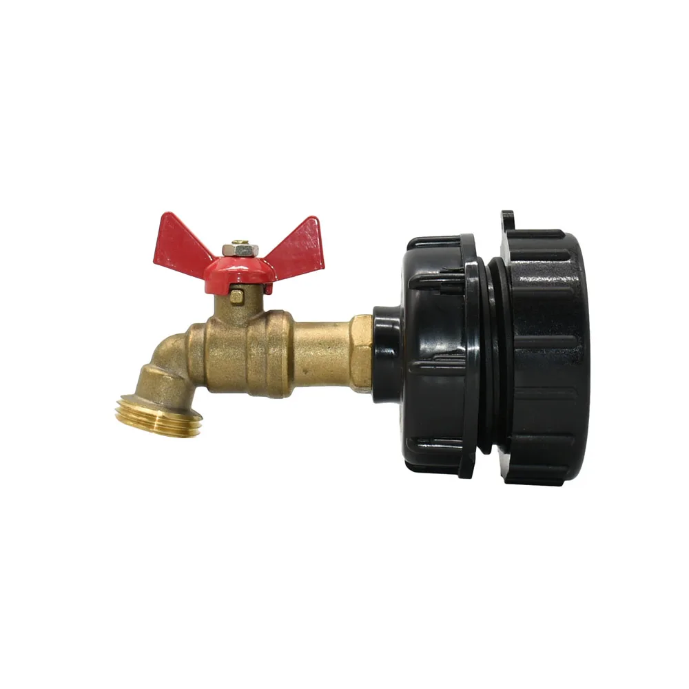 1000L IBC Tank Adapter Valve 63mm/2.48 inch To 3/4 Thread Connector Nipple NPT Brass Tap Fitting For Rainwater Collection Bucket